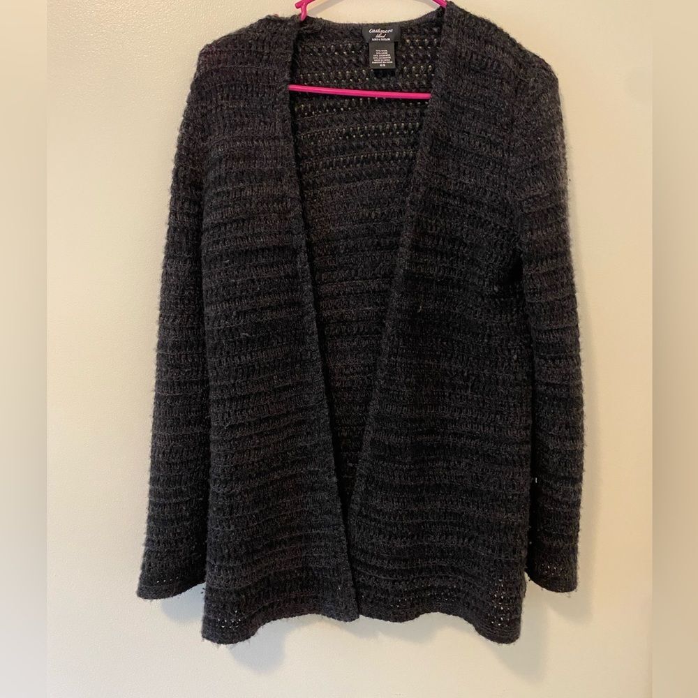 Lord & Taylor Gray Cashmere/Wool Cardigan Dark Gray - Medium